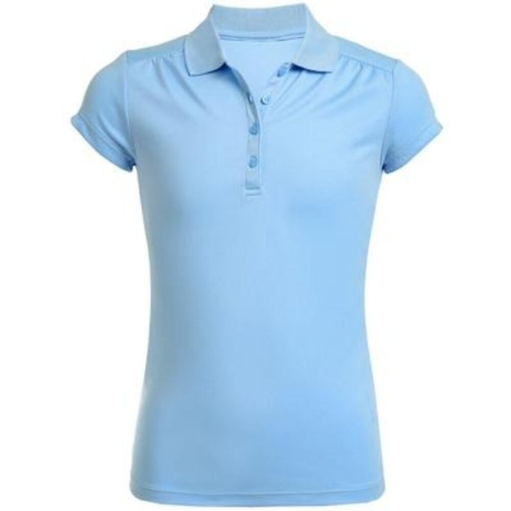 Izod Girls' Short Sleeve Polo Light Blue 6 large